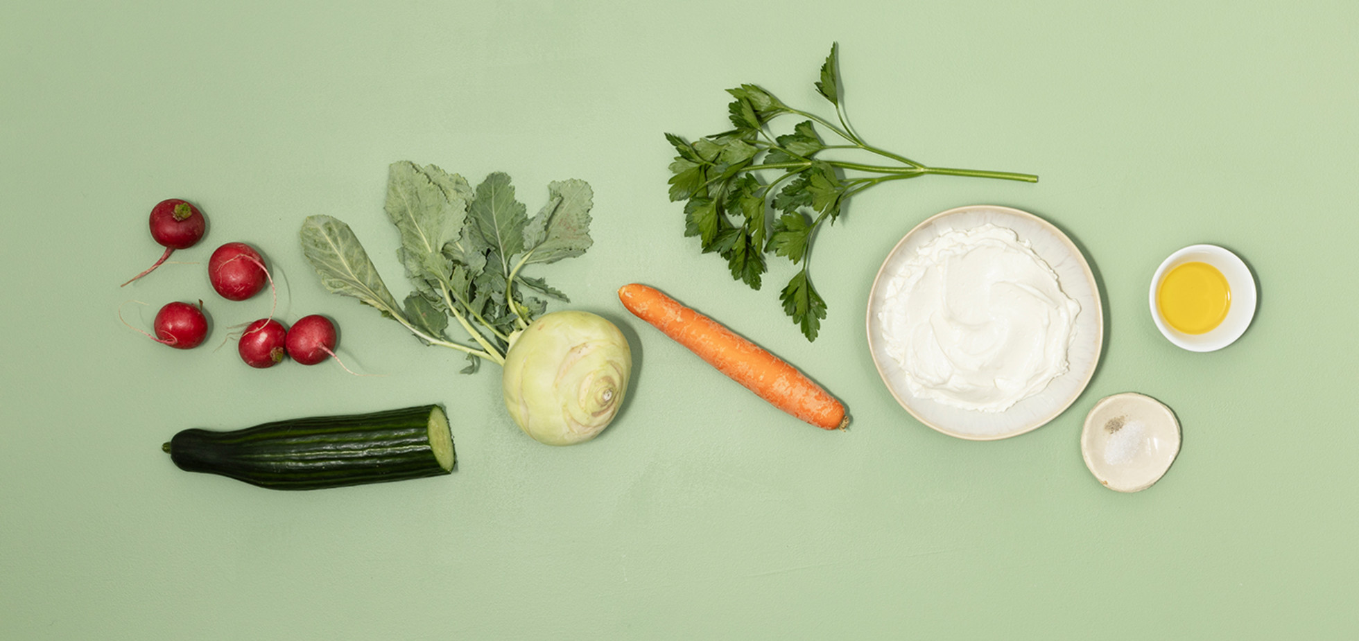 Verschiedenes Gemüse, Quark, Kräuter