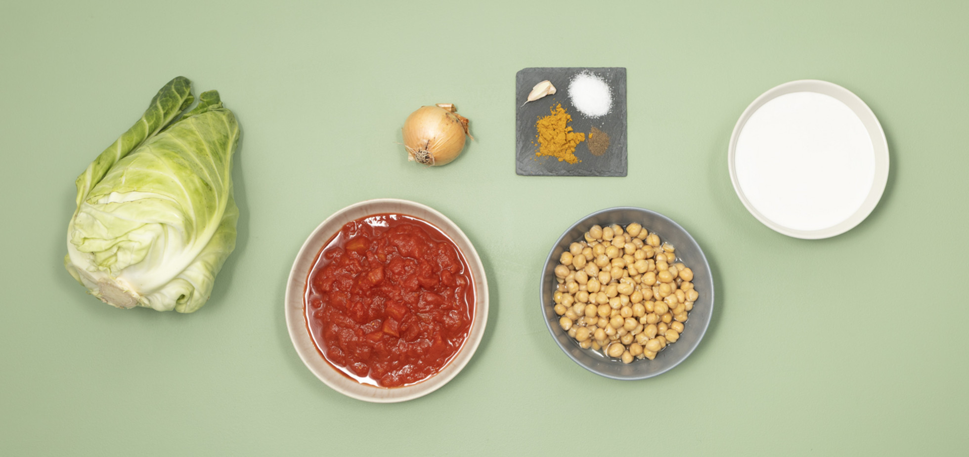 Zutaten für Spitzkohleintopf mit Kichererbsen